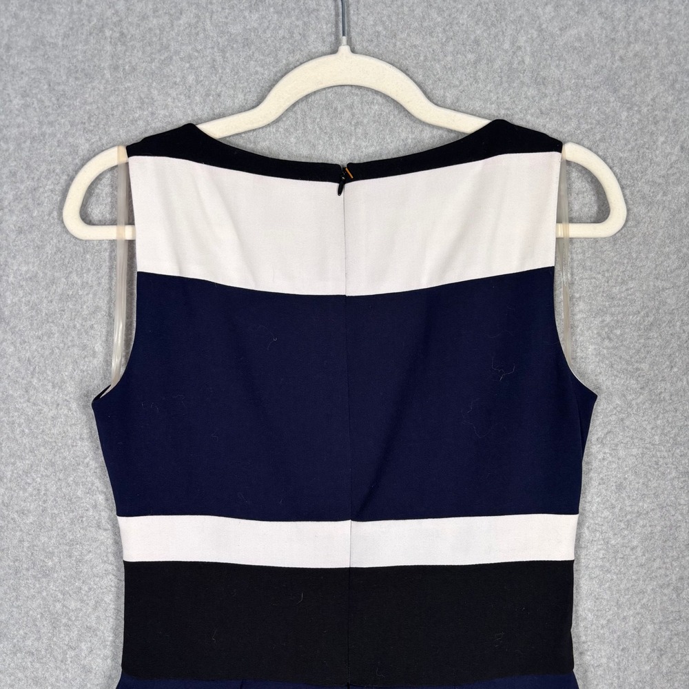LRL Ralph‎ Lauren Pleated Dress 4 Navy White Black Striped Preppy Nautical - Picture 8 of 13